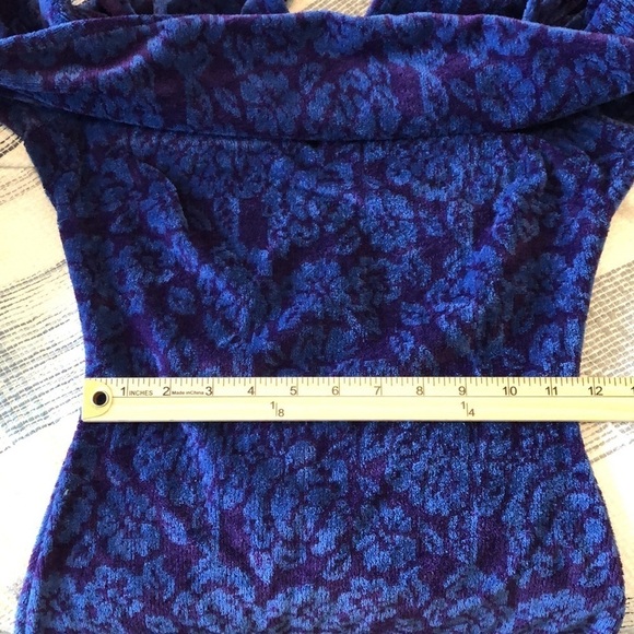 Hilary Macmillan Womens Cuff Sweater Dress Sz XS Blue Purple Off the Shoulder - Picture 8 of 10